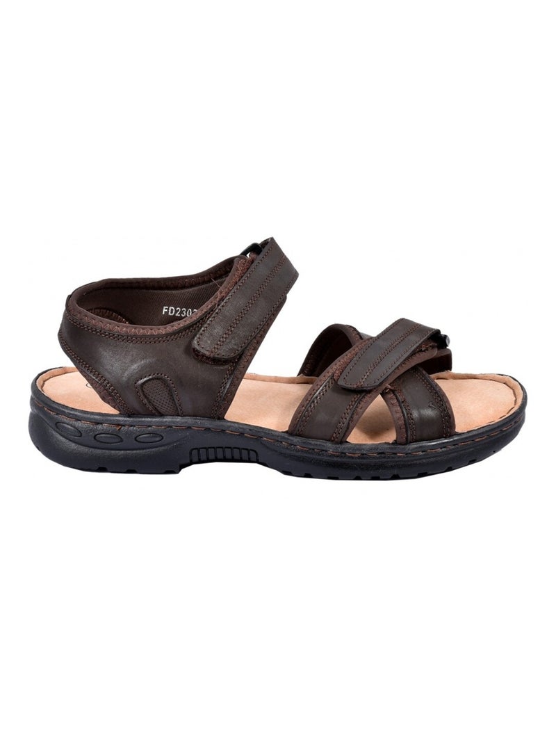 Sandales CUIR scratch Marron havane - Kiabi
