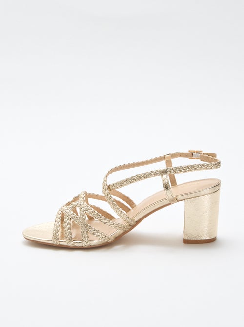 Sandales de cérémonie dorées à talon - Kiabi