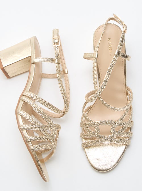 Sandales de cérémonie dorées à talon - Kiabi