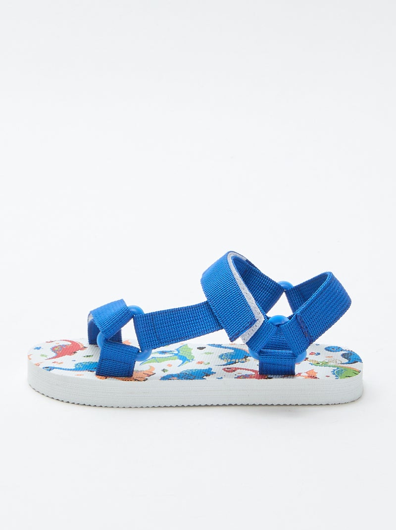 Sandales de plage avec lanières en textile Bleu - Kiabi