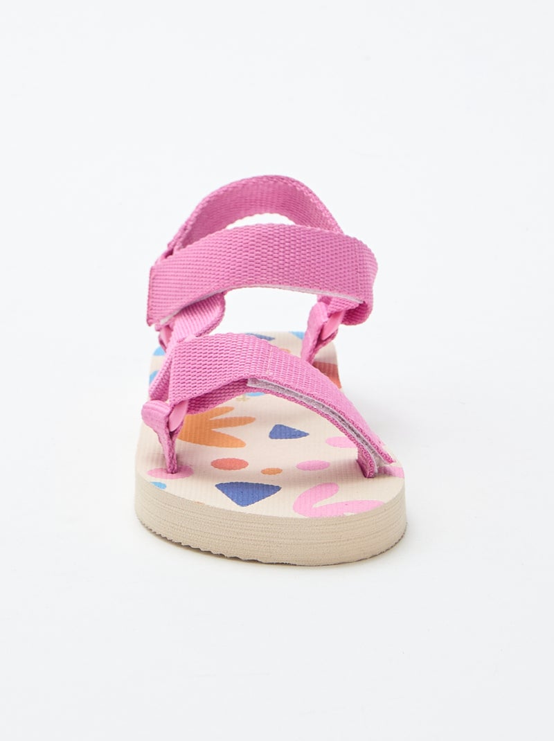 Sandales de plage avec lanières textile Rose - Kiabi