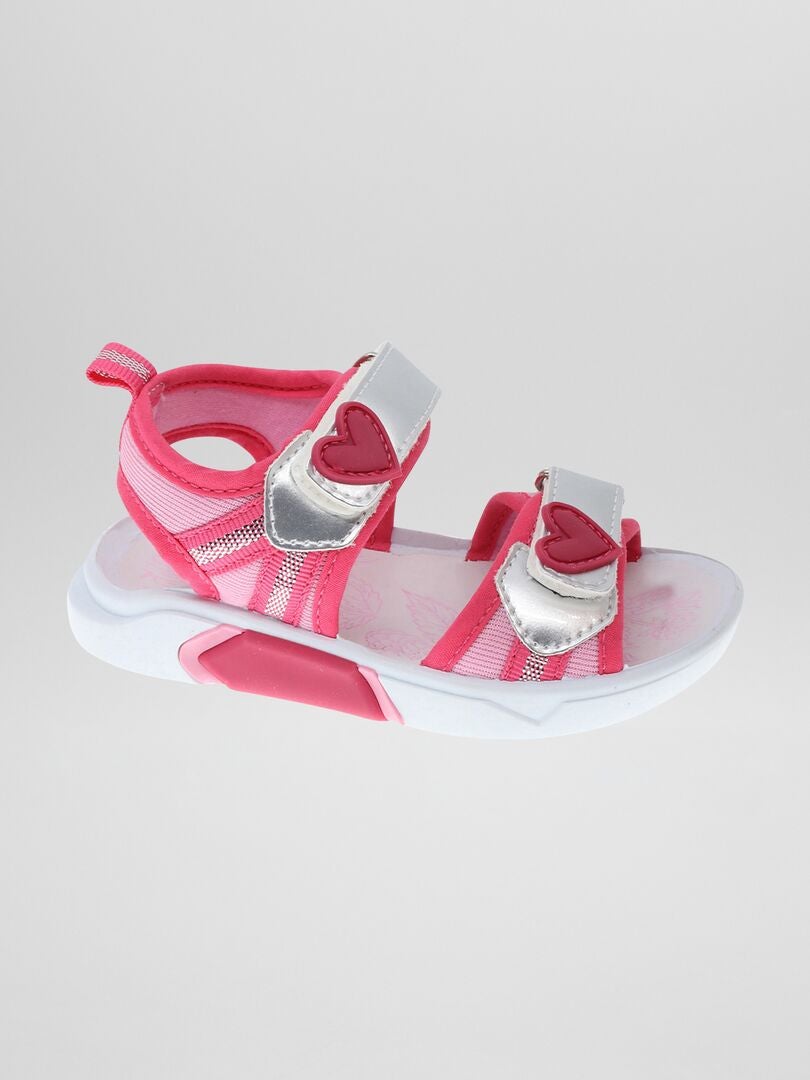 Sandales de randonnée à scratchs rose - Kiabi