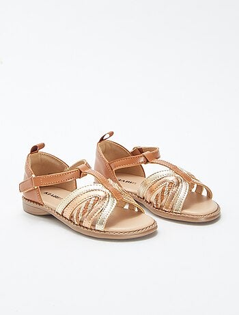 Sandales dorées et cuivrées à scratchs