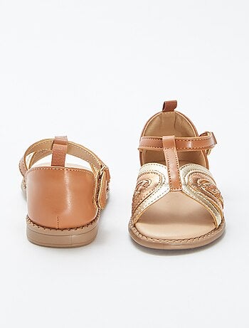 Sandales dorées et cuivrées à scratchs