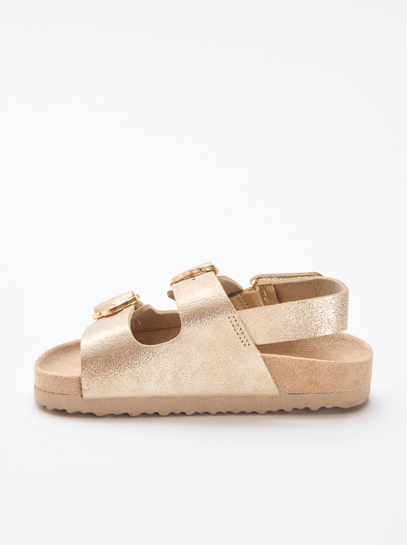 Sandales double bride à fleurs Jaune - Kiabi