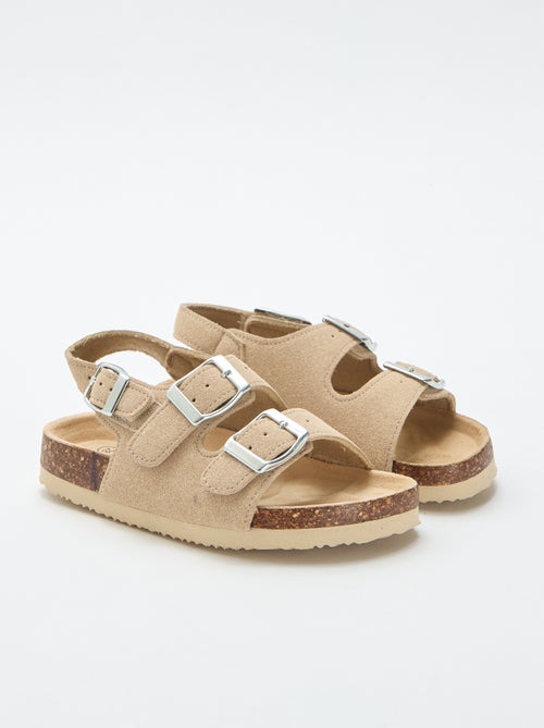 Sandales double bride avec boucles contrastantes - Kiabi