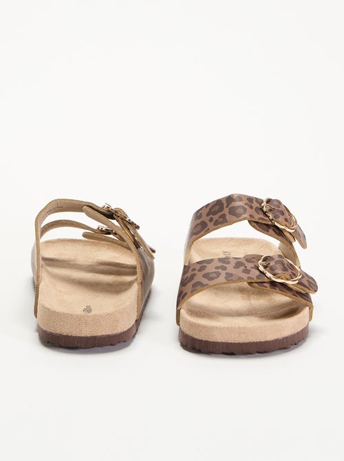 Sandales doubles brides avec motif 'léopard' - Kiabi