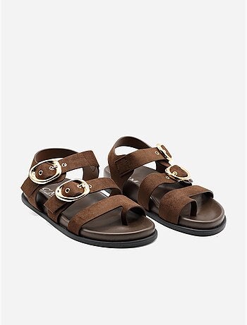 Sandales effet daim