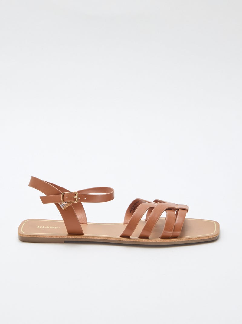 Sandales en bride croisée Marron - Kiabi