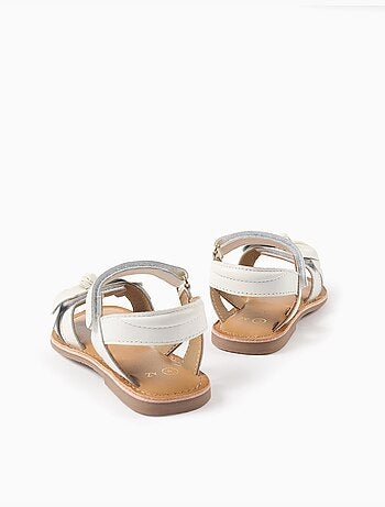 Sandales en cuir avec nœud décoratif