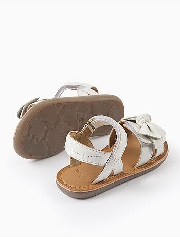 Sandales en cuir avec nœud décoratif