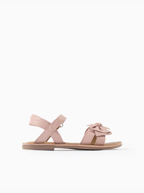 Sandales en cuir avec nœud décoratif - Kiabi