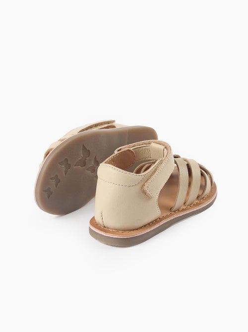 Sandales en cuir fermées avec lanières croisées - Kiabi