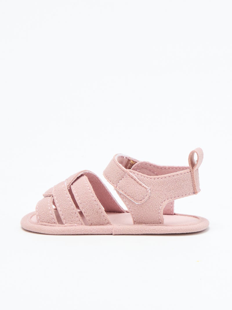Sandales en tissu avec brides croisées Rose - Kiabi