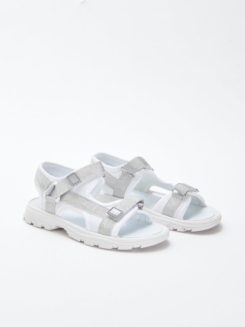 Sandales esprit sport avec sangles pailletées BEIGE - Kiabi