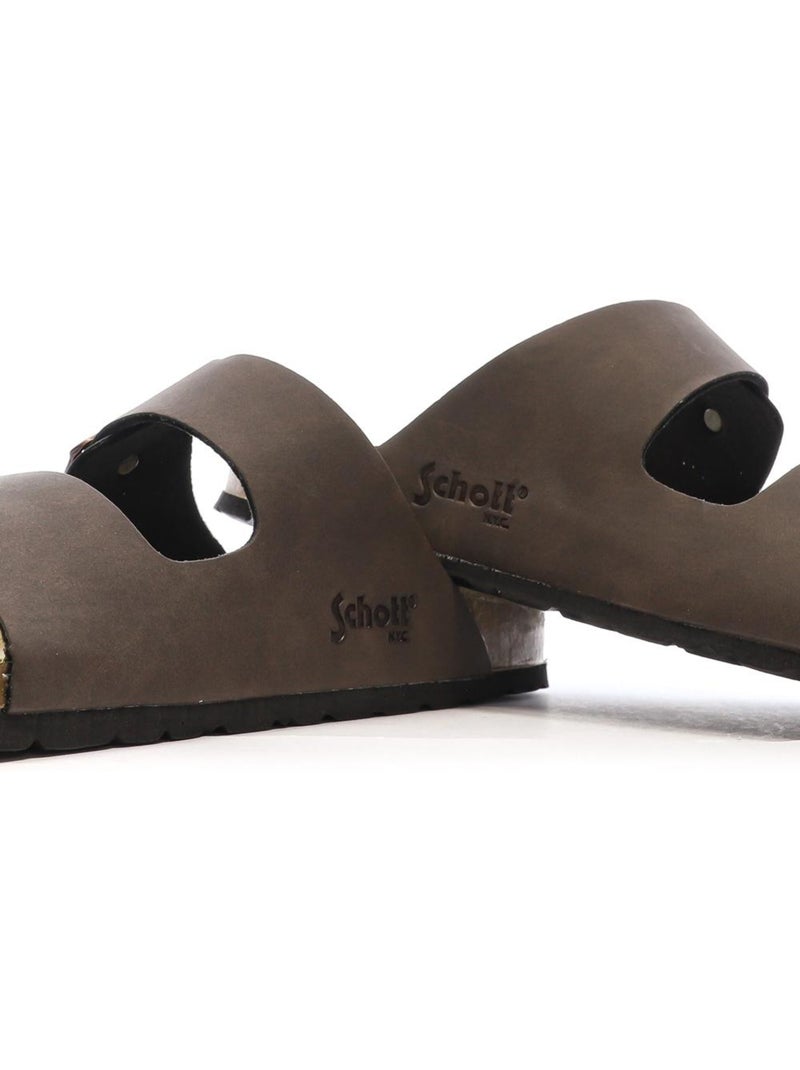 Sandales Lisses Homme Schott Marron cappuccino - Kiabi