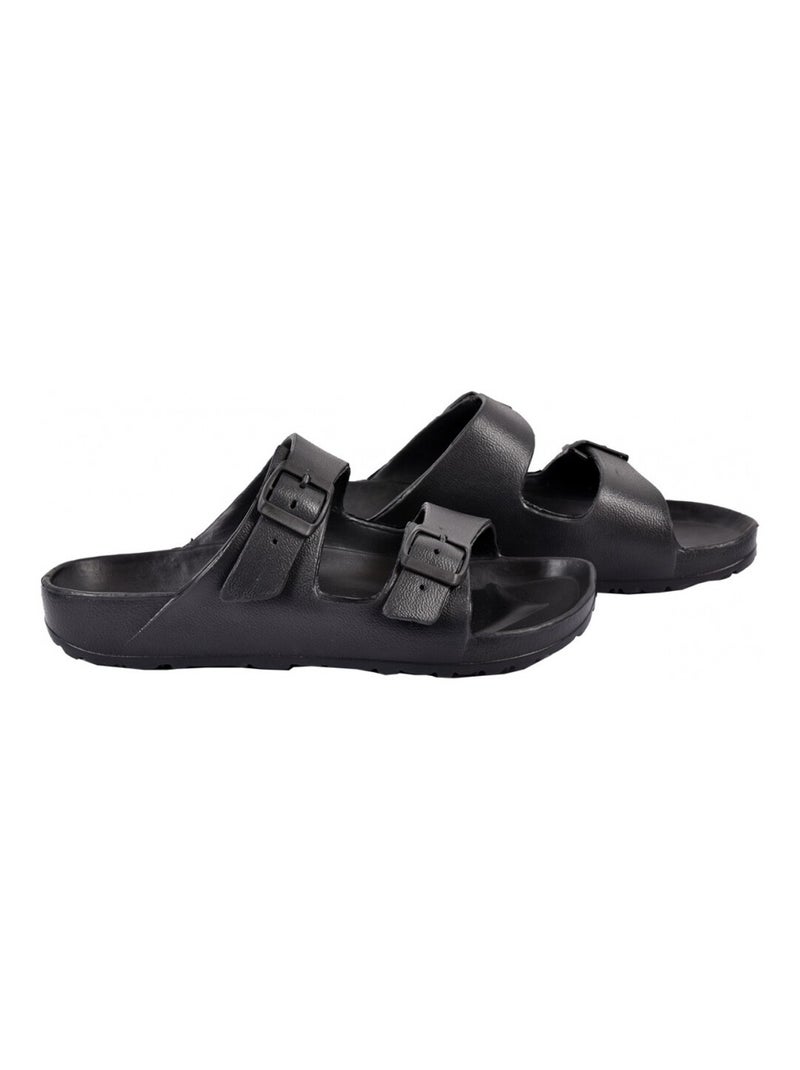Sandales Mules EVA Boucle Noir - Kiabi
