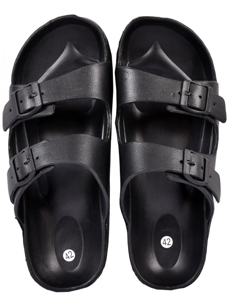 Sandales Mules EVA Boucle Noir - Kiabi
