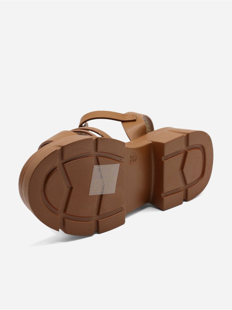 Sandales multi-brides Camel - Kiabi
