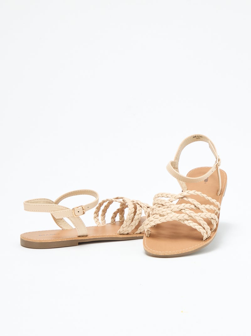 Sandales multi brides tressées Beige - Kiabi