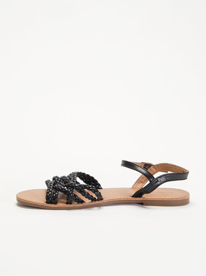 Sandales multi brides tressées Noir - Kiabi