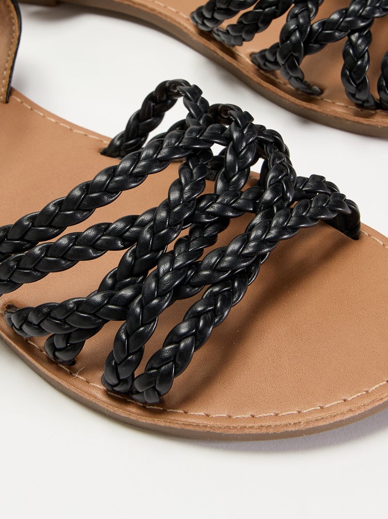 Sandales multi brides tressées Noir - Kiabi