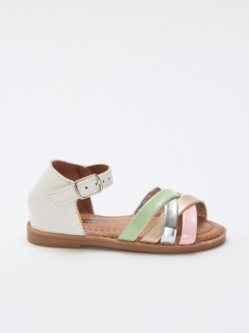 Sandales multicolores à multiples brides Blanc - Kiabi