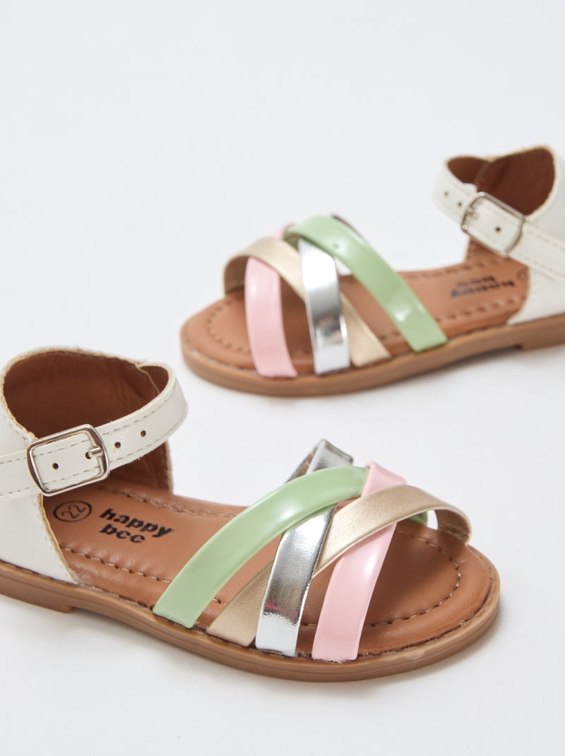 Sandales multicolores à multiples brides Blanc - Kiabi