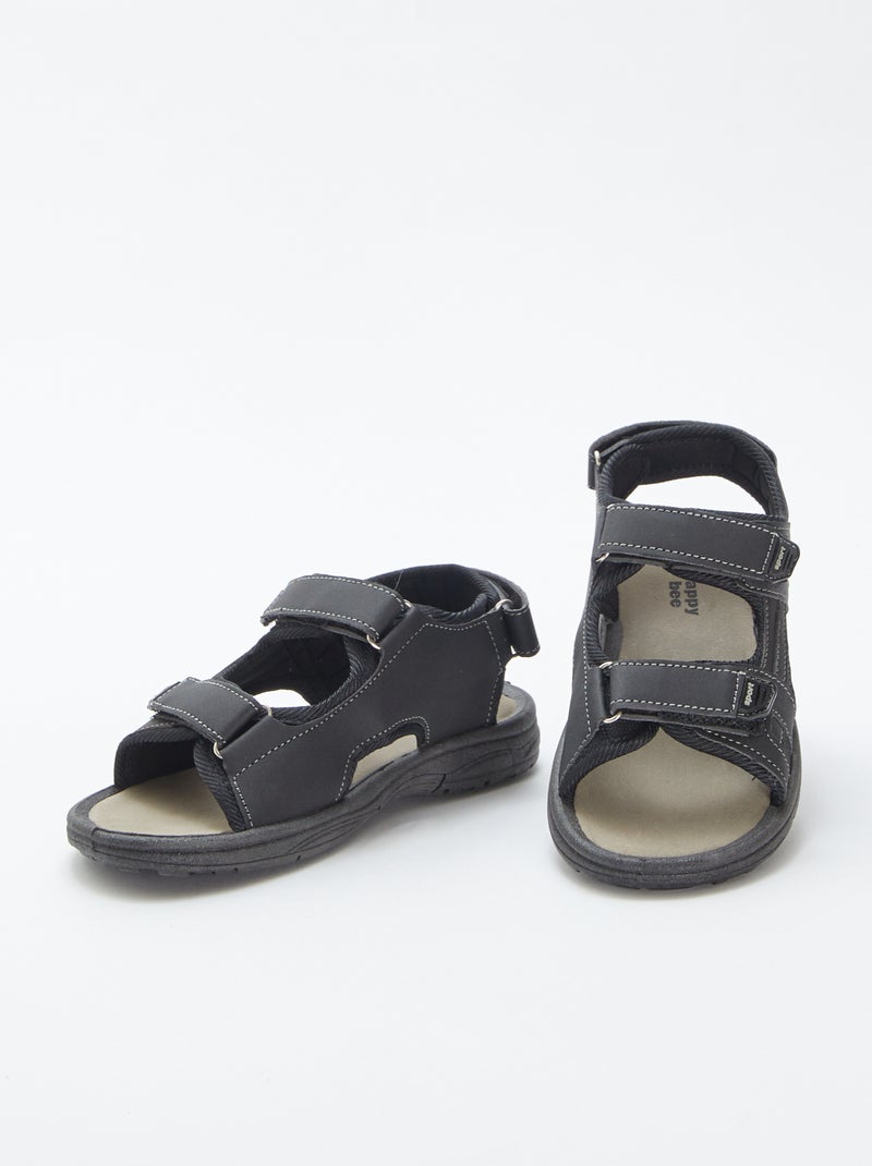 Sandales ouvertes à scratchs NOIR - Kiabi