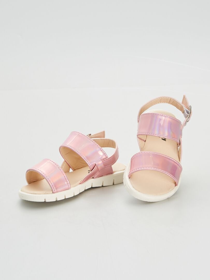 Sandales ouvertes à semelle crantée Rose - Kiabi