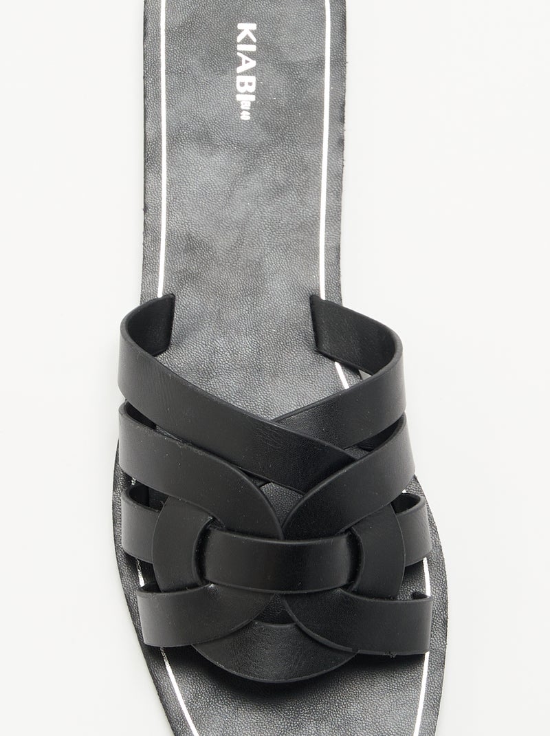 Sandales plates à brides croisées Noir - Kiabi