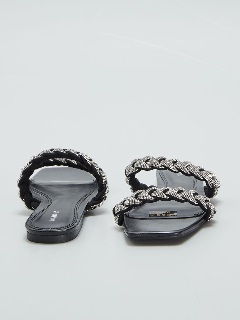 sandales plates strass