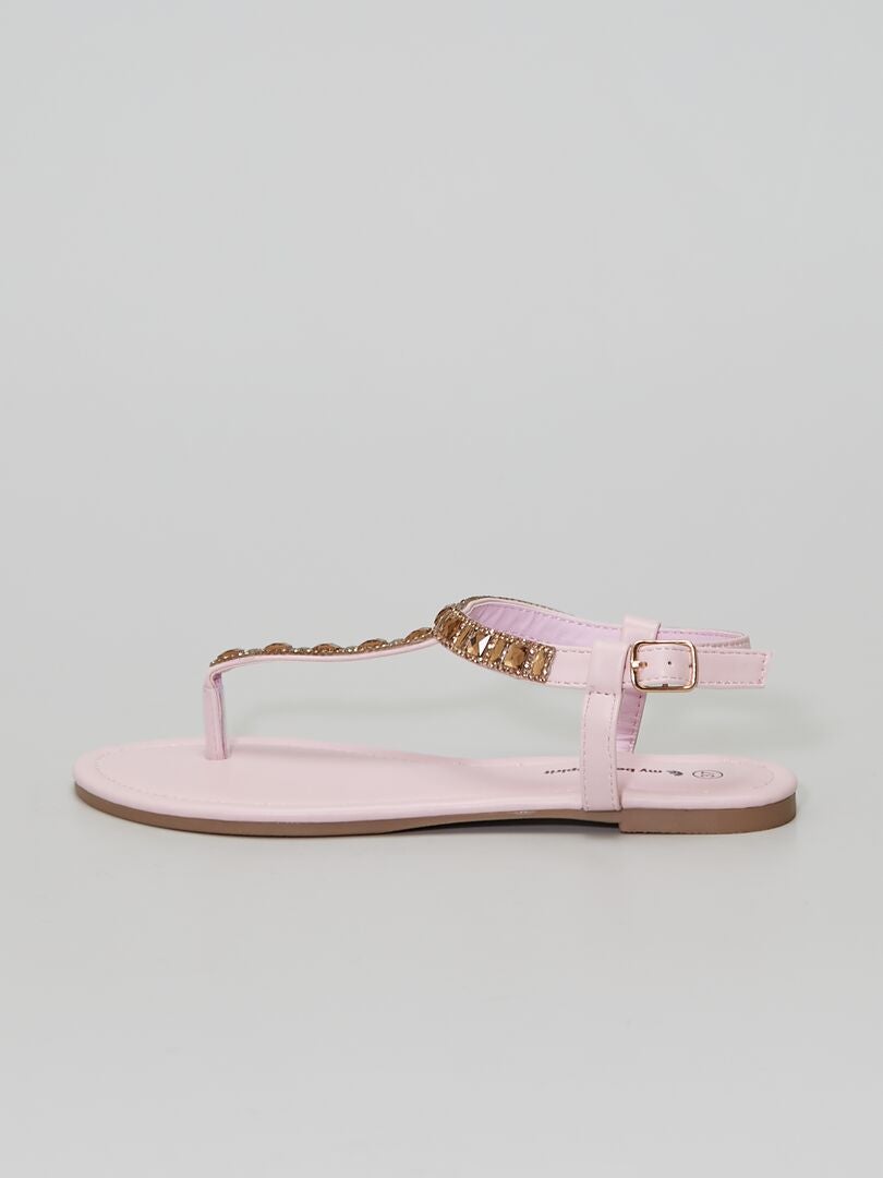 Sandales plates à strass rose - Kiabi