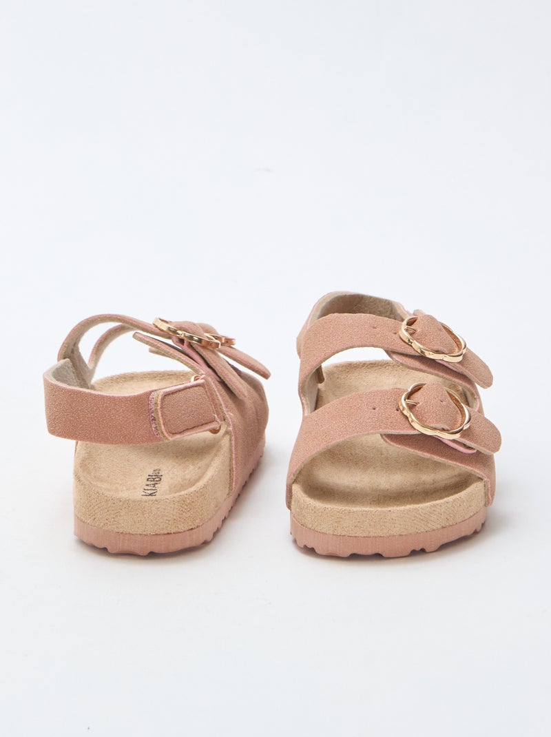 Sandales plates avec bride de maintien à la cheville ajustable par un scratch Rose - Kiabi