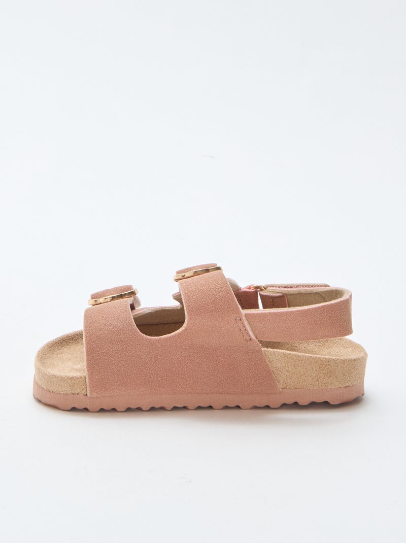Sandales plates avec bride de maintien à la cheville ajustable par un scratch Rose - Kiabi