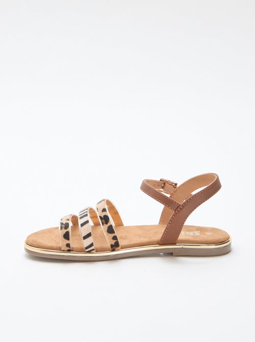 Sandales plates avec brides 'léopard' - Kiabi