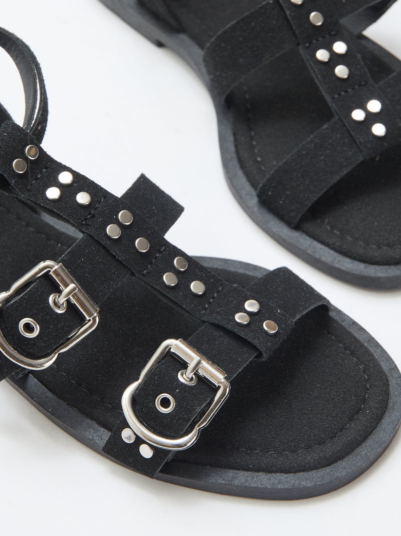 Sandales plates avec brides Noir - Kiabi