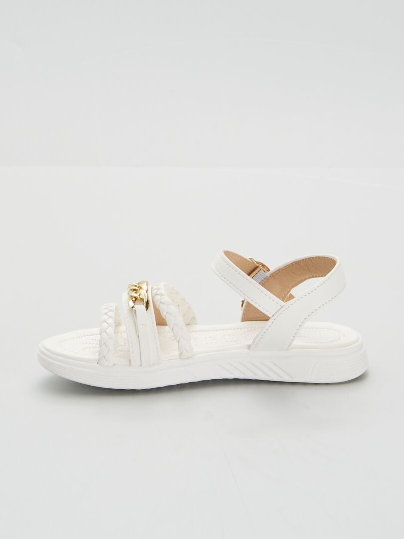 Sandales plates avec chaines dorées blanc - Kiabi