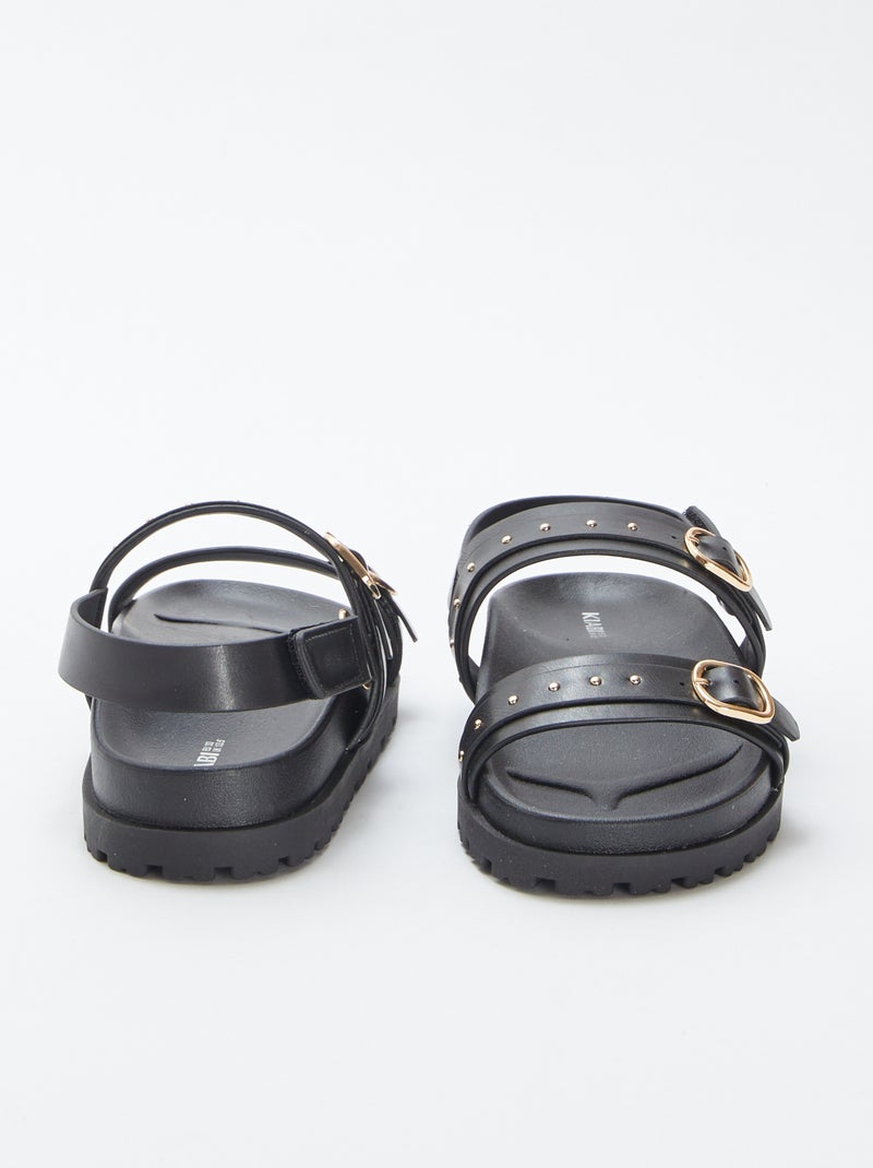 Sandales plates avec clous décoratifs NOIR - Kiabi