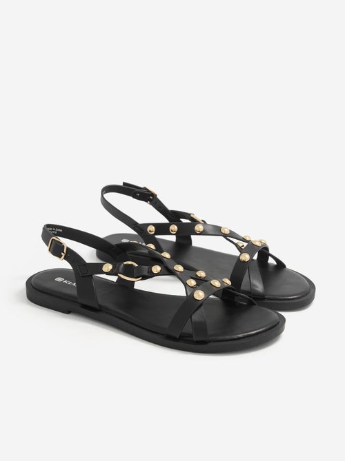 Sandales plates avec détails clous - Kiabi