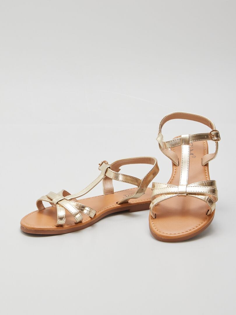 Sandales Romaines Dorées New Look Taille 37 - Occasion En Bon état