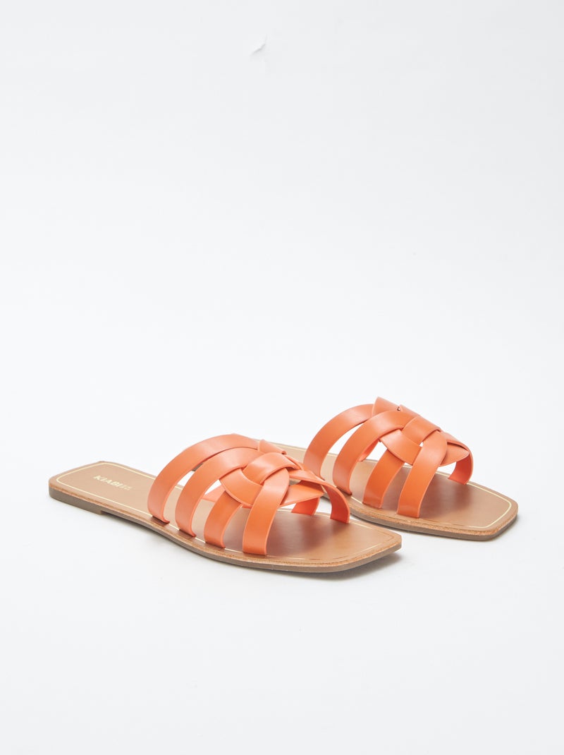 Sandales plates en simili ORANGE - Kiabi
