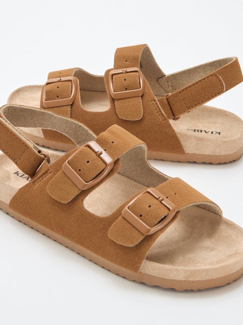 Sandales plates en suédine ajustables - Kiabi