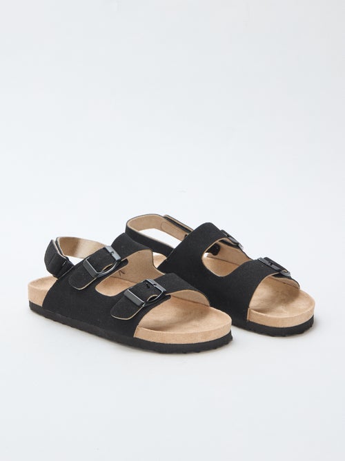 Sandales plates en suédine ajustables - Kiabi