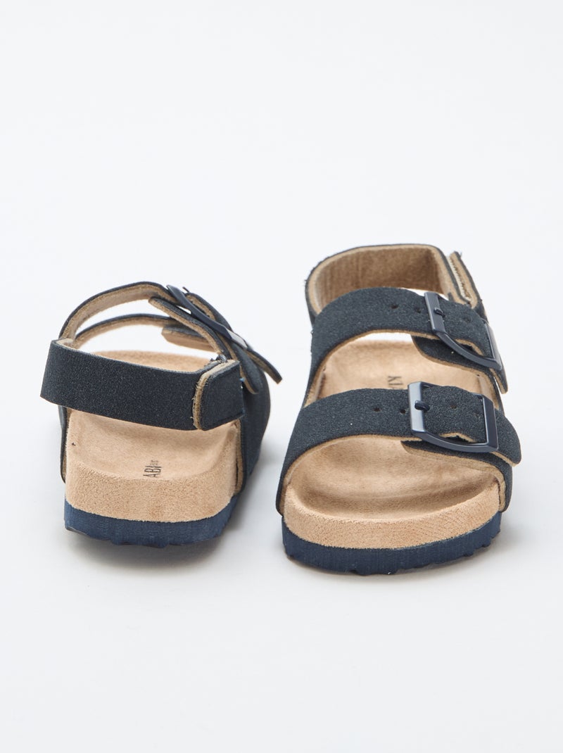 Sandales plates en suédine Bleu - Kiabi