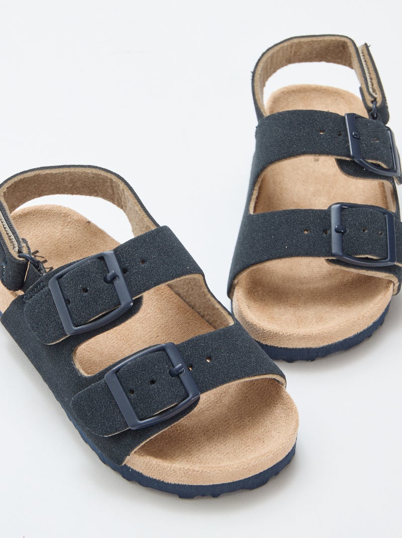 Sandales plates en suédine Bleu - Kiabi