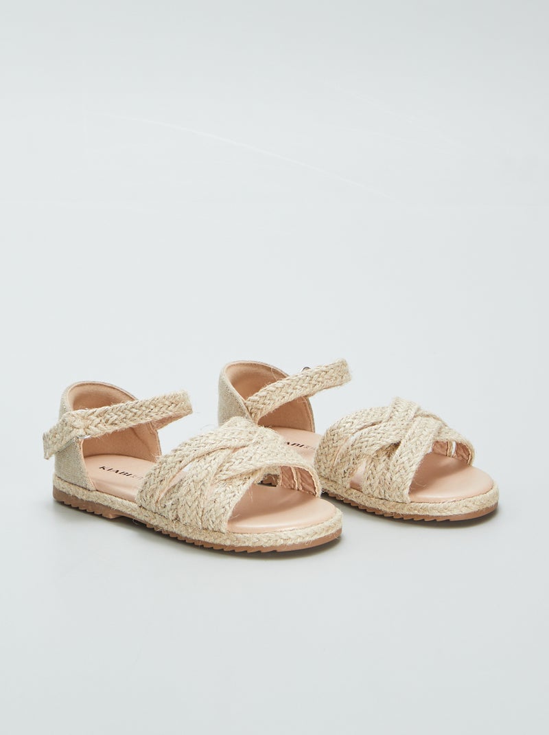 Sandales plates façon corde Beige - Kiabi