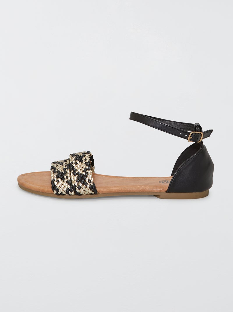 Sandales plates noir - Kiabi