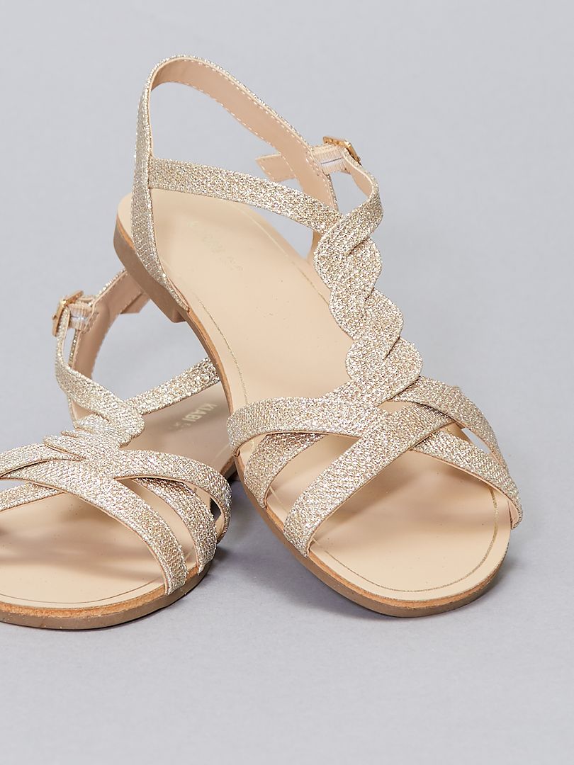Sandales plates pailletées doré - Kiabi