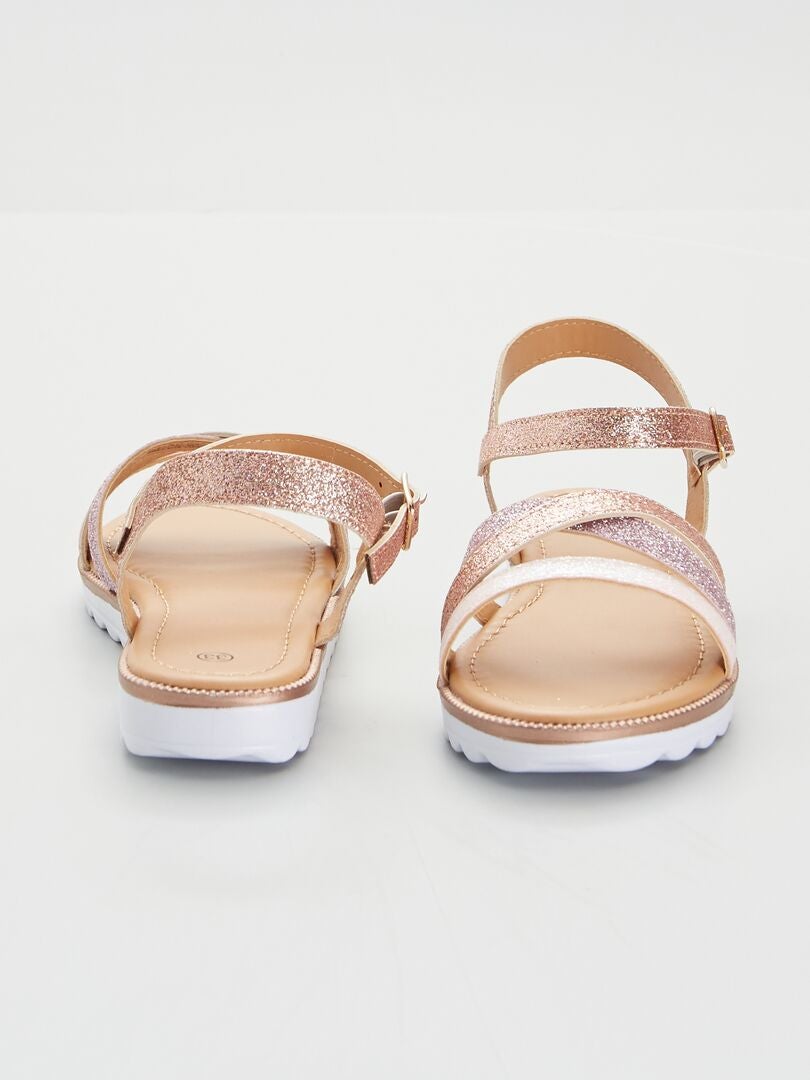 Sandales plates pailletées ROSE - Kiabi